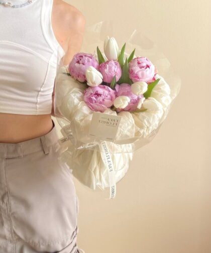 PINK PEONY & TULIP BOUQUET