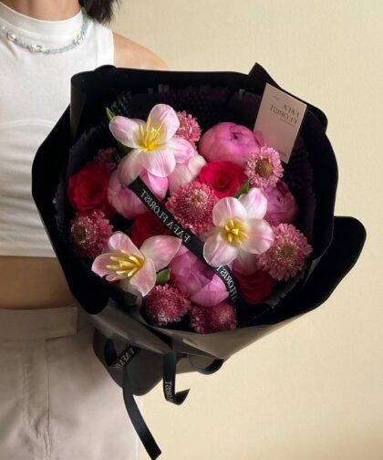 CORAL PEONY HOT PINK TONE BOUQUET