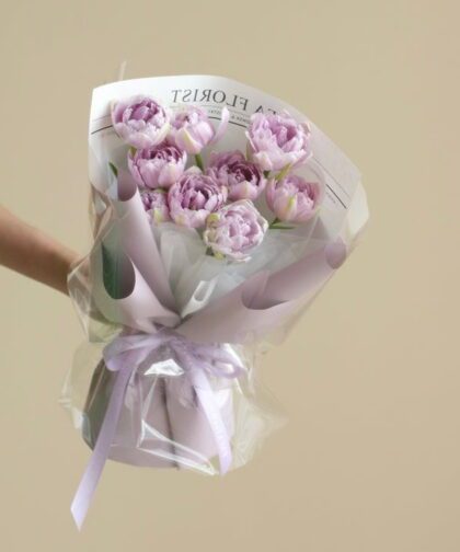 DOUBLE PETALS LILAC TULIP BOUQUET