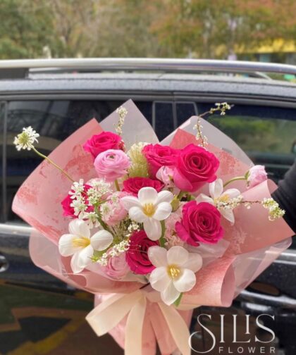 PINK PLOY MIX TULIP M BOUQUET