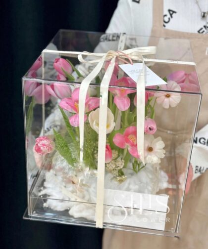 MICA FLOWER TULIP WHITE & PINK