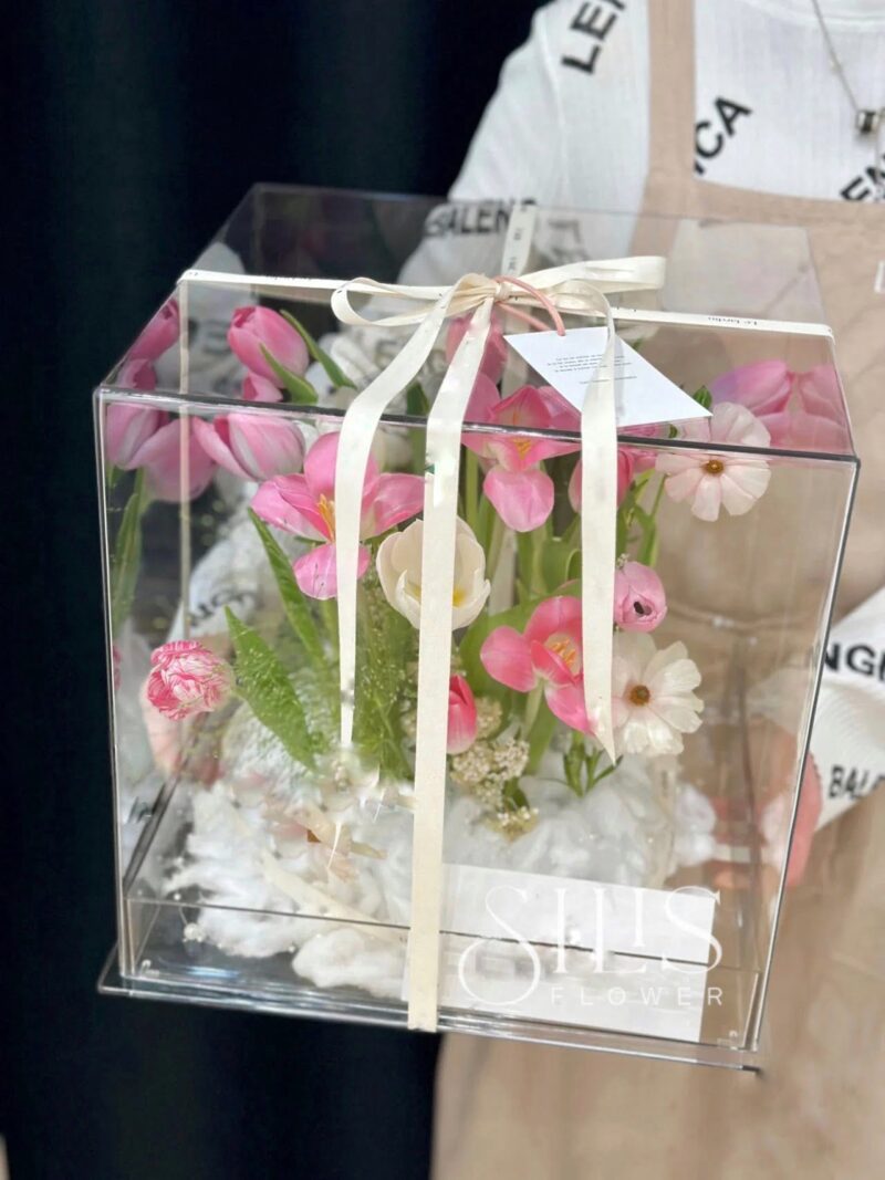 MICA FLOWER TULIP WHITE & PINK