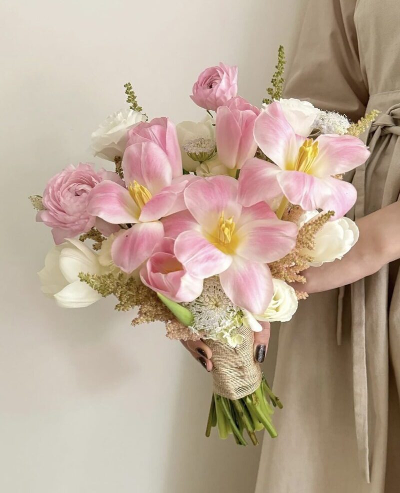 WHITE PINK MIX TULIP- BRIDAL FLOWER