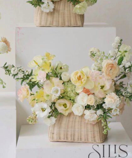 FLOWER BASKET YELLOW GREEN M