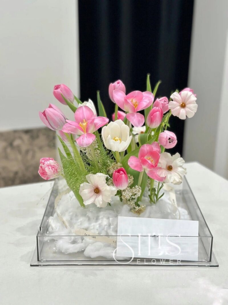 MICA FLOWER TULIP WHITE & PINK - Ảnh 2