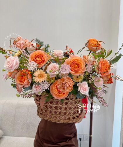 ORANGE PINK ROSE M BASKET