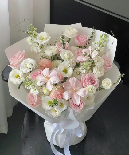 WHITE PINK TONE MIX BOUQUET L