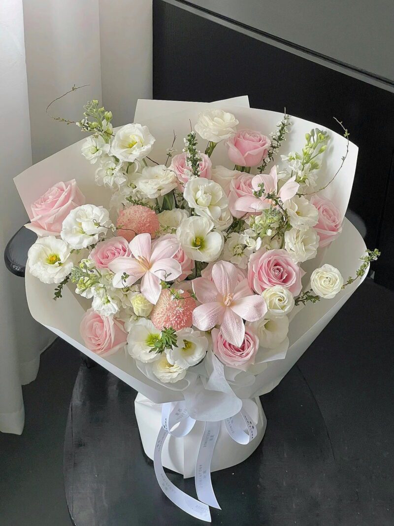 WHITE PINK TONE MIX BOUQUET L