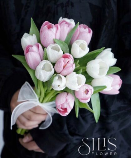 WHITE PINK TULIP - BRIDAL FLOWER
