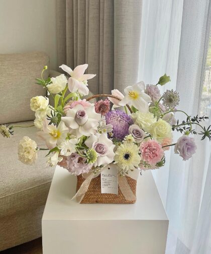 FLOWER BASKET PURPLE TONE M