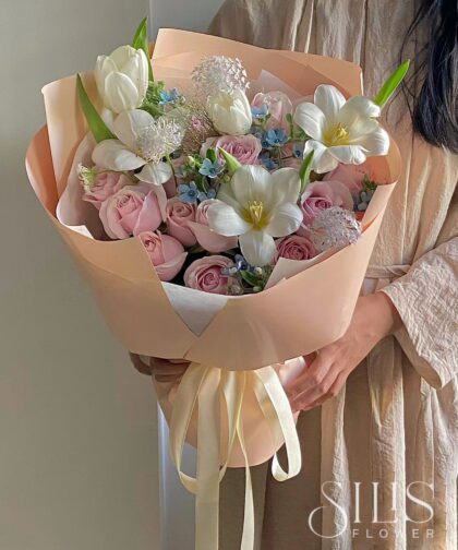 PINK ROSE MIX TULIP M BOUQUET