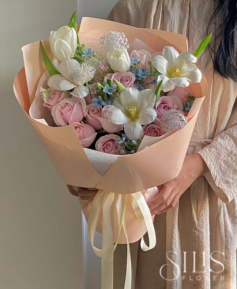 PINK ROSE MIX TULIP M BOUQUET