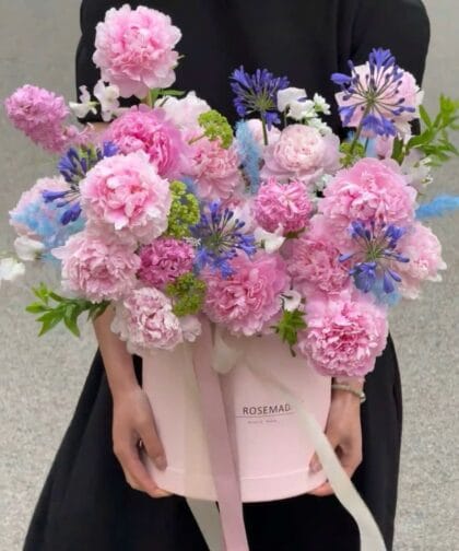 SARAH PEONY MIX PURPLE TONE FLOWER BOX