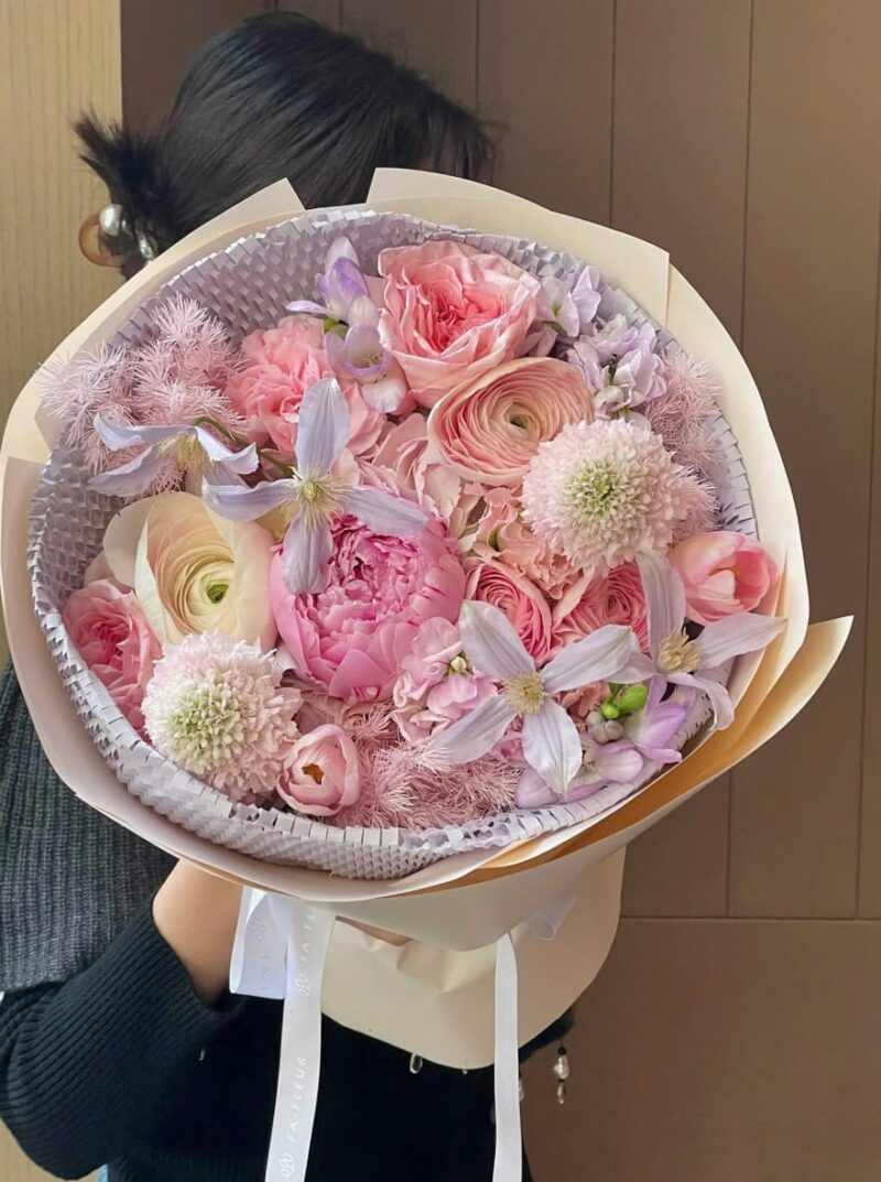 PEONY SARAH MIX PURPLE BOUQUET PREMIUM