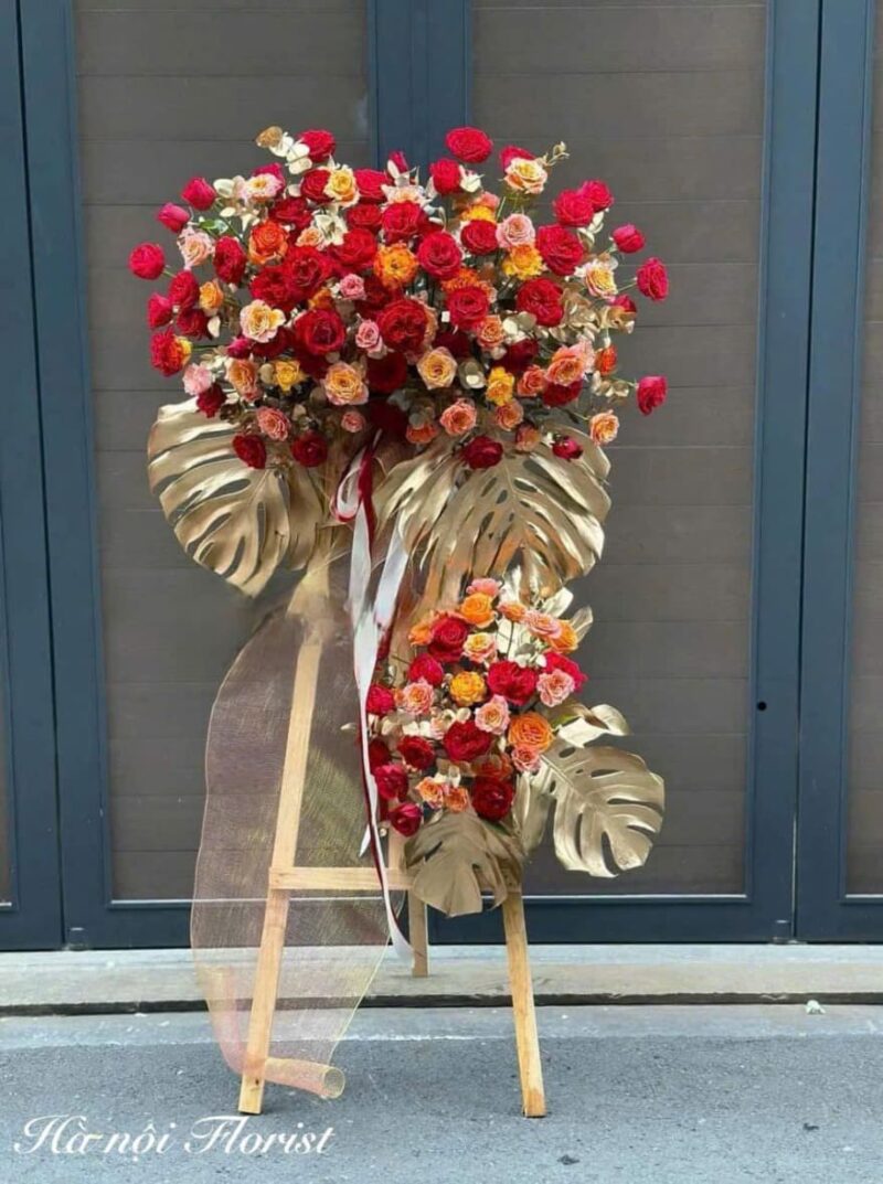 RED/ORANGE TONE GRAND OPENING FLOWER STAND