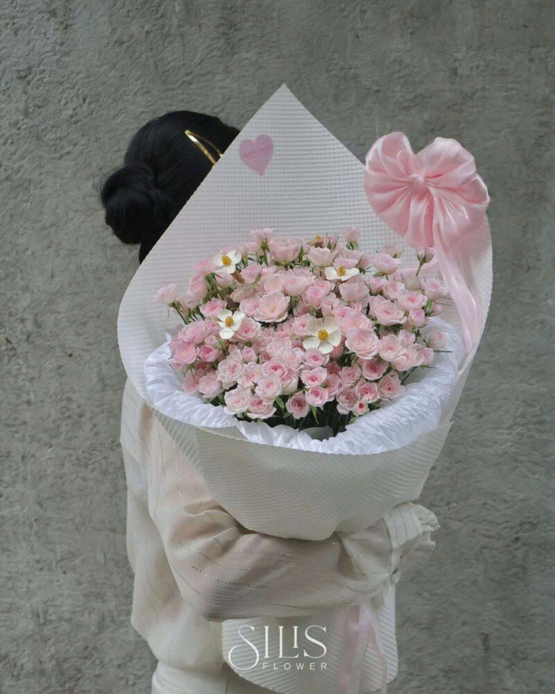 Mermaid Cluster Pink Rose Bouquet
