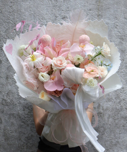 Design Pink Tone Bouquet - Ribbon