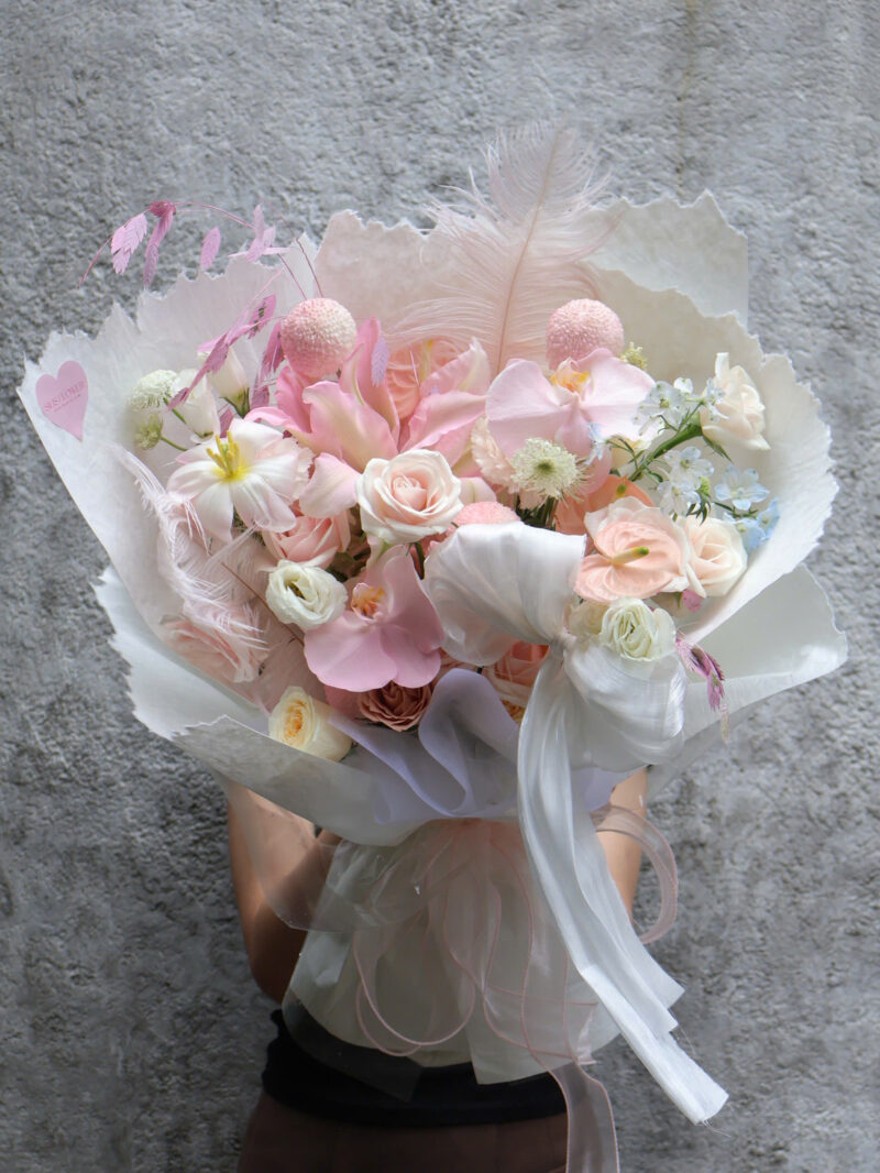 Design Pink Tone Bouquet - Ribbon
