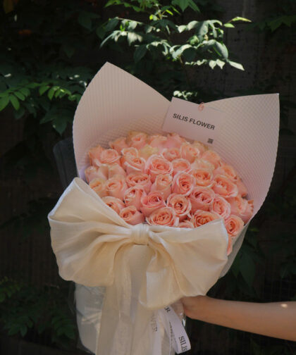 ORANGE ROSE BOUQUET - RIBBON